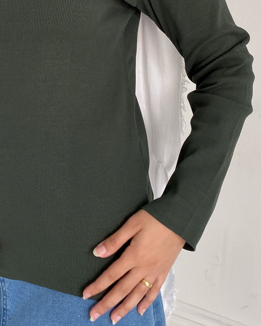 Basic Top long sleeve - Dark Olive Green