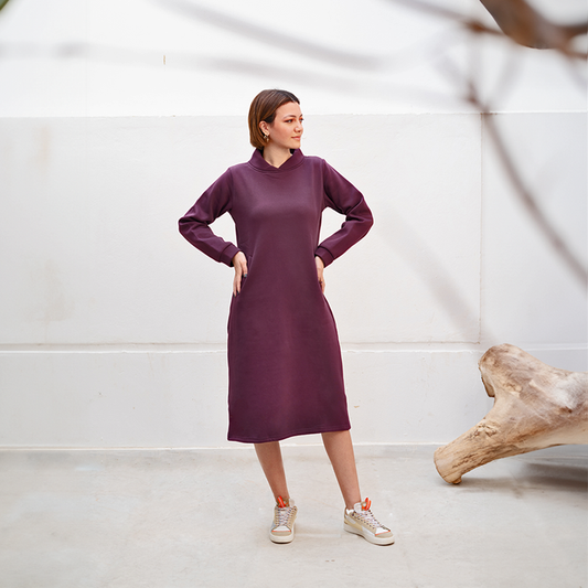 Melton Midi Dress - Eggplant