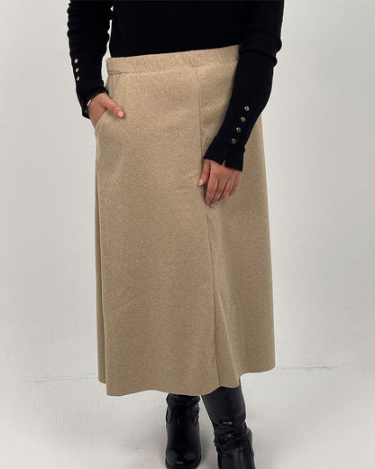 Khotwa A-line Midi Skirt - Beige