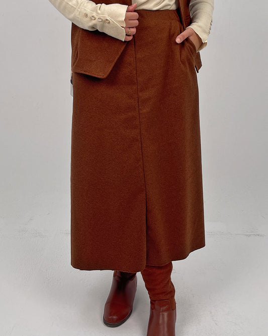 Khotwa A-line Midi Skirt - Brown