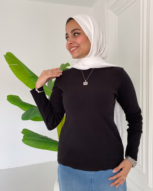 Basic Top long sleeve -Black