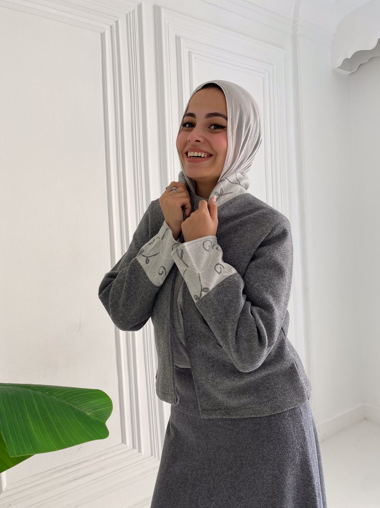 Gray Broadcloth cropped Jacket