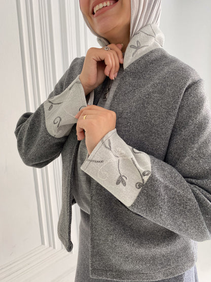 Gray Broadcloth cropped Jacket