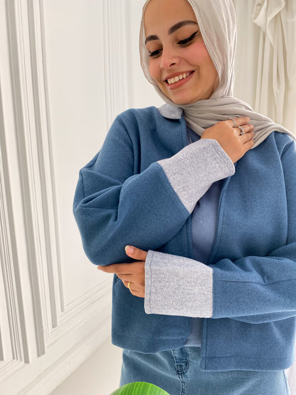 Blue Broadcloth cropped Jacket