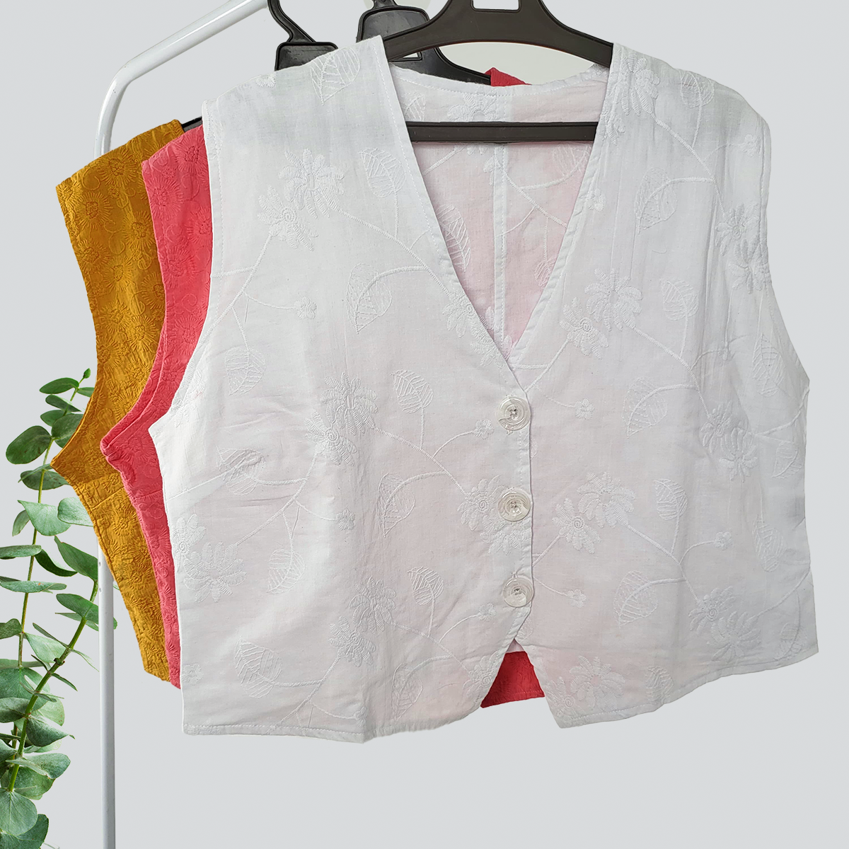 White Embroidery Vest