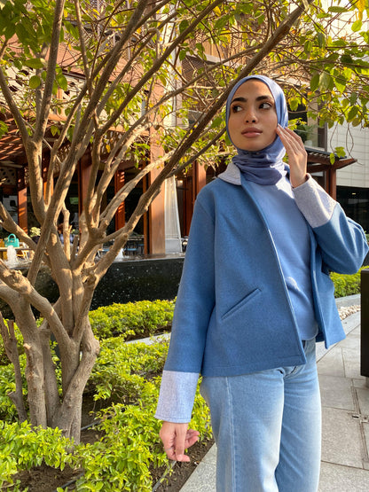 Blue Broadcloth cropped Jacket