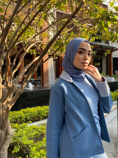 Blue Broadcloth cropped Jacket