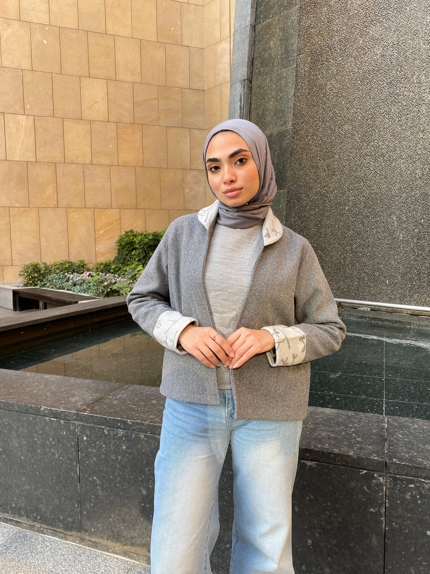 Gray Broadcloth cropped Jacket
