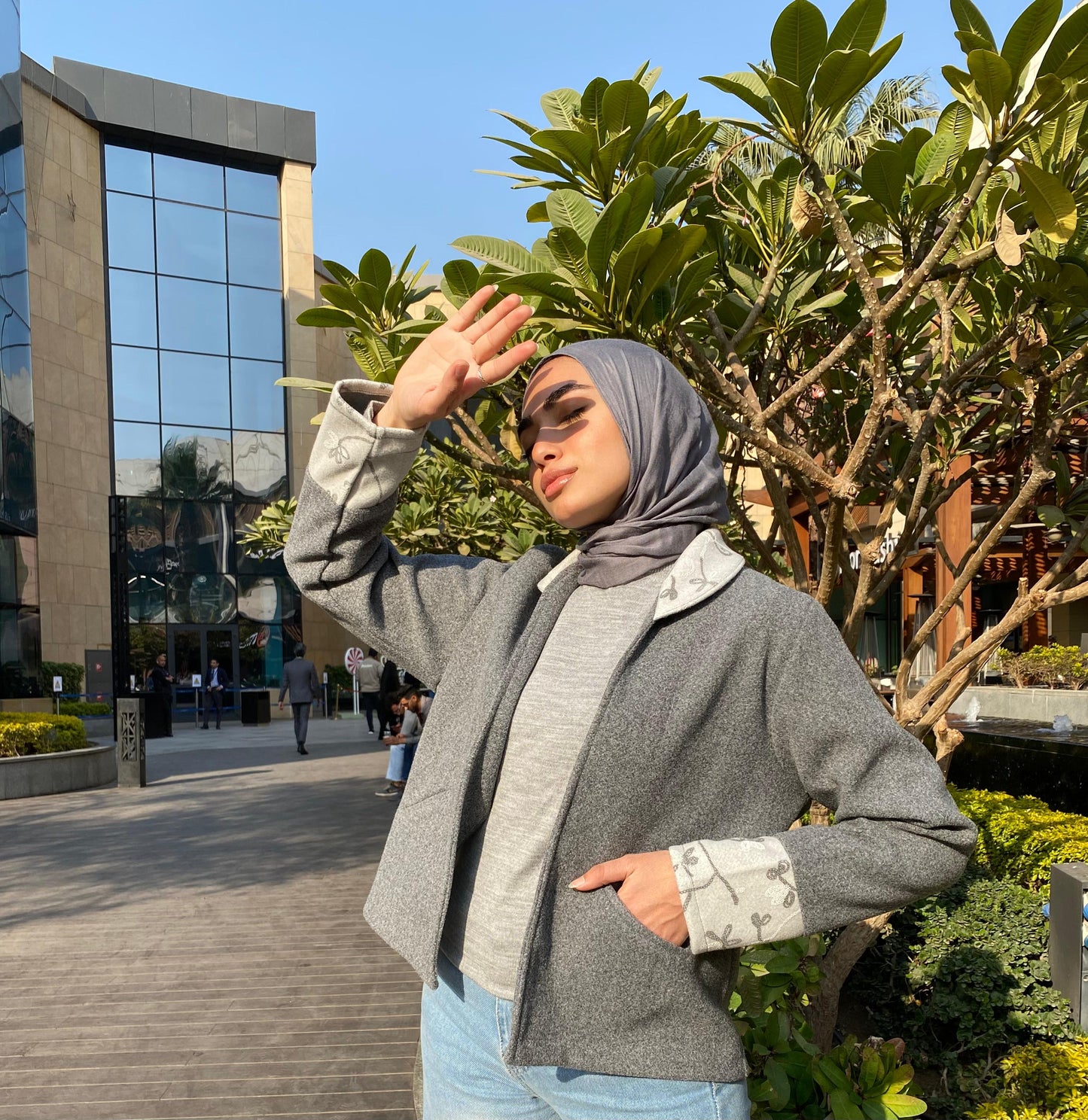 Gray Broadcloth cropped Jacket