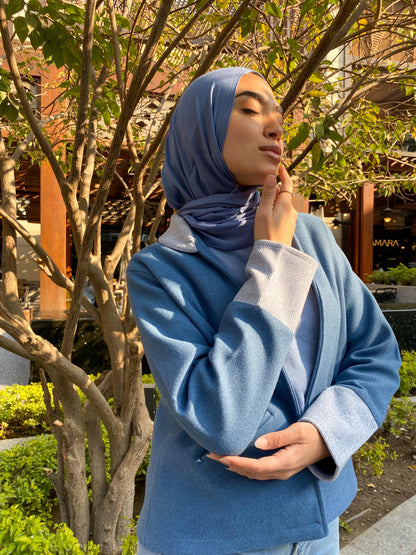 Blue Broadcloth cropped Jacket