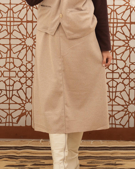 Khotwa A-line Midi Skirt - Beige