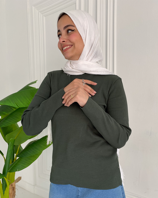 Basic Top long sleeve - Dark Olive Green